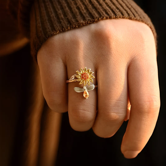 Anillo antiestrés de girasol giratorio